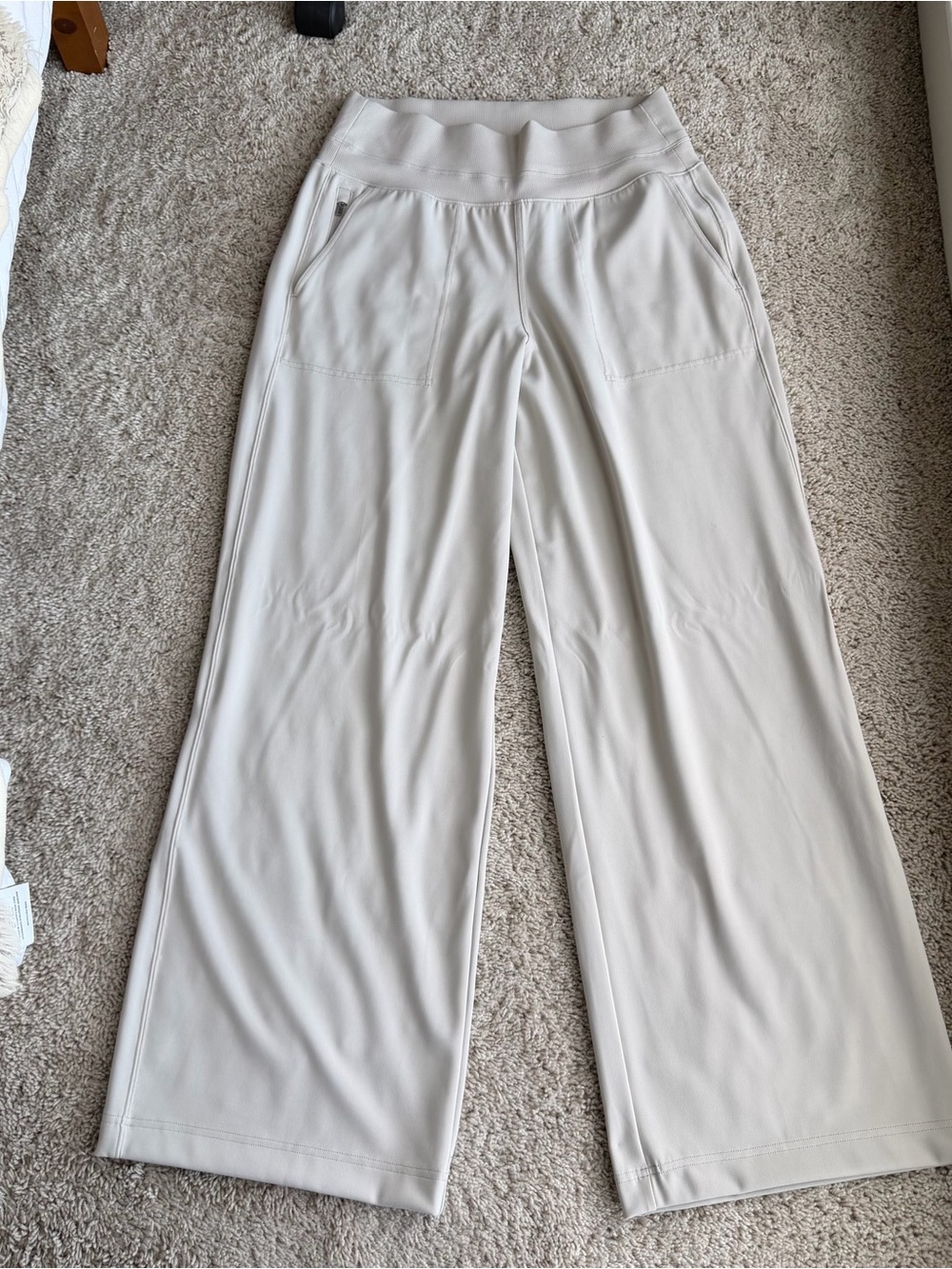 Athleta Wide-Leg Pants in Light Beige